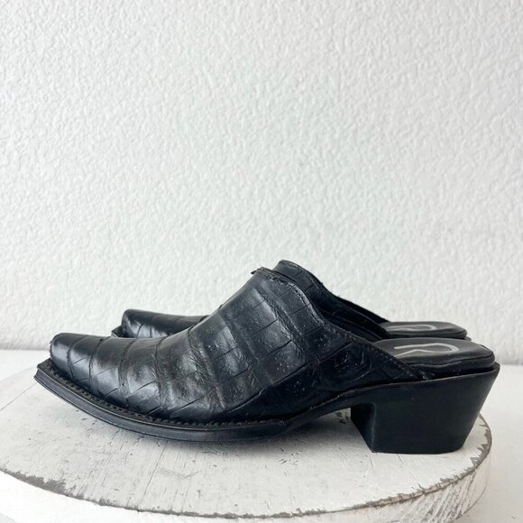 Rod Patrick Womens Mules 5C Black Caiman Leather Western Slip On Boots - Picture 4 of 12